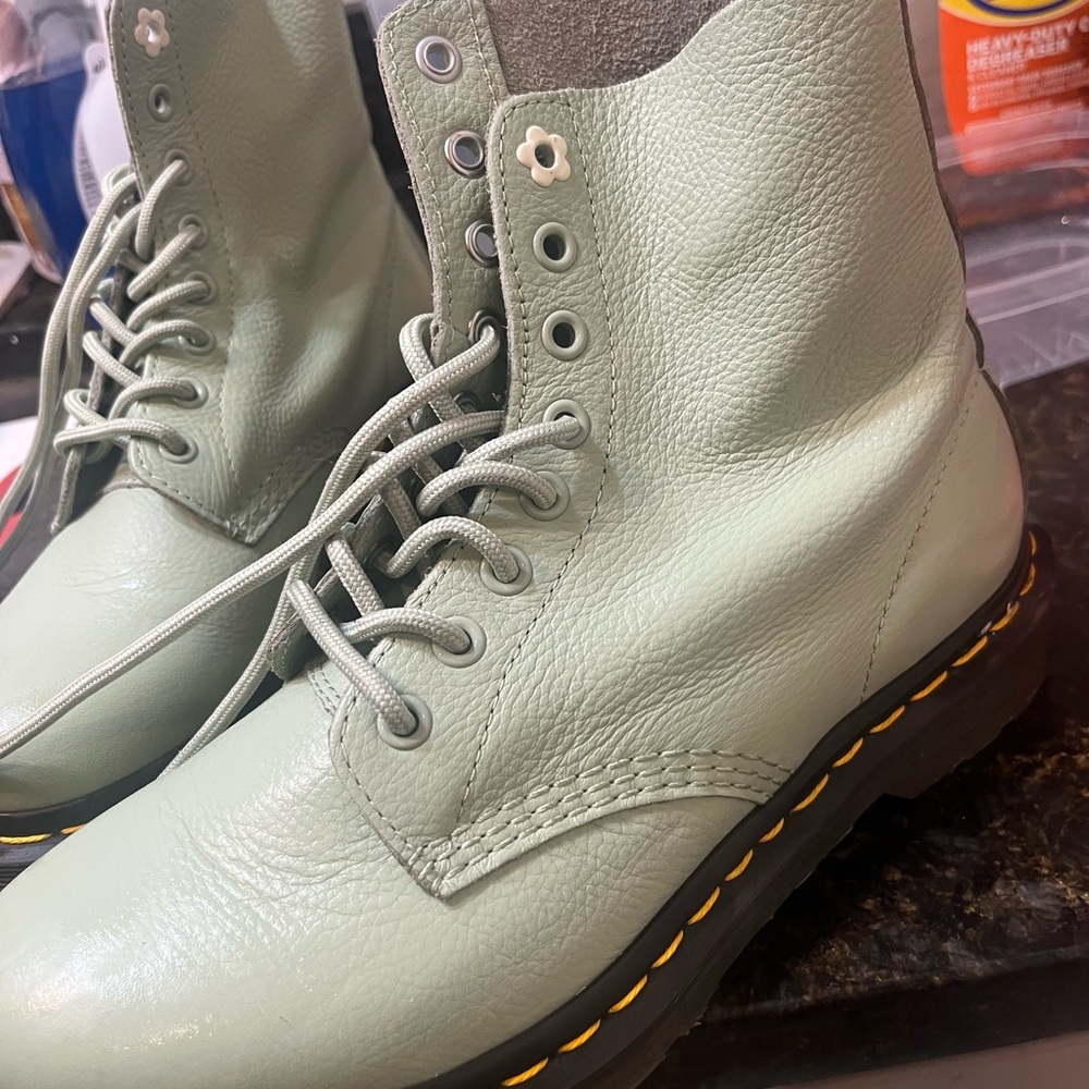 Dr. Martens Mint Green Leather Lace-Up Boot - Picture 4 of 6